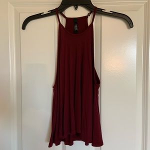 Maroon halter-neckline tank